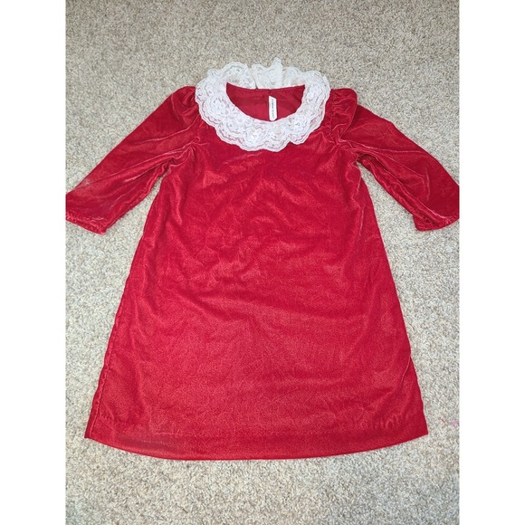 Janie and Jack Other - Janie and Jack Girl Holiday Red Velvet Lace Collar Dress size 5